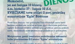Kviečiame moksleivius atlikti praktiką „Eglės“ sanatorijoje