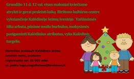 Gruodžio 11 dieną kviečiame į Kalėdinę šeimų šventę