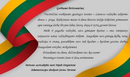 Birštono savivaldybės vadovų sveikinimas Vasario 16-osios – Lietuvos valstybės atkūrimo dienos – proga