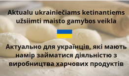 Nemokami mokymai ukrainiečiams, kurie ketina užsiimti maisto gamybos veikla pardavimui Lietuvoje