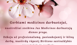 Sveikinimas Medicinos darbuotojų dienos proga