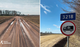 Įvedami laikini krovininio transporto eismo ribojimai žvyrkeliuose